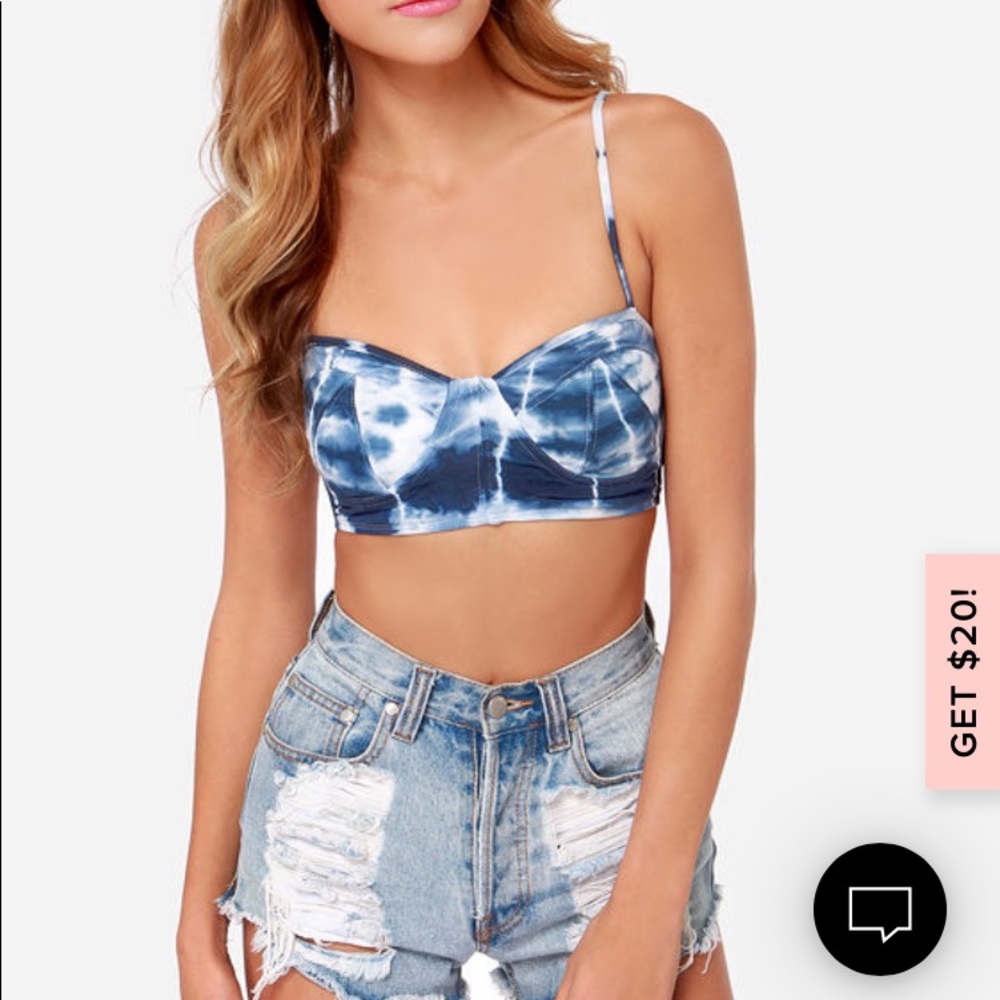 Billabong Lil Seashell Blue Tie-Dye Bustier Top